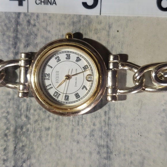Ecclissi Sterling Silver 925 Two Tone Swirl Link Watch-sz 7 wrist - Picture 5 of 5